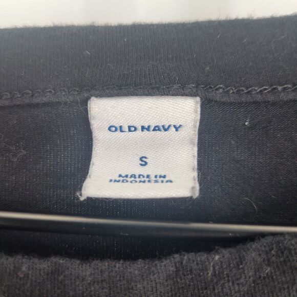 Old Navy Womens Sz S Knee Length Shirt Dress Solid Black Short Sleeve - Picture 2 of 4